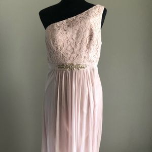 Adrianna Papell One-Shoulder Gown, 14 / Pink